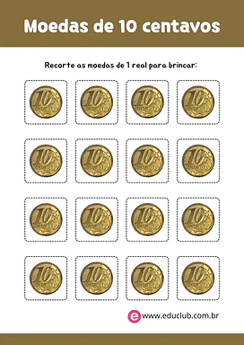 Moedas para imprimir Moedas para imprimir para 5º Ano, 4º Ano, 3º Ano, 2º Ano, 1º Ano de Matemática, Dinheiro, Educação Financeira - Material e...