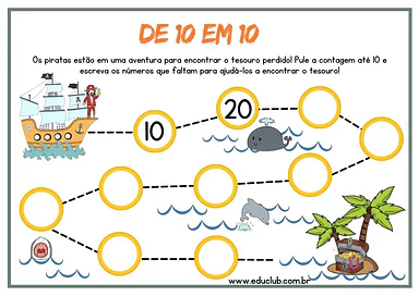 Atividade de contar de 10 em 10 Atividade de contar de 10 em 10 para 2º Ano, 1º Ano de Números, Matemática - Material educacional