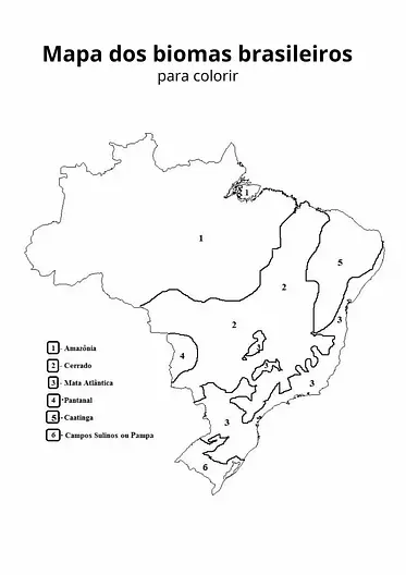 Mapa dos biomas brasileiros para colorir | Educlub