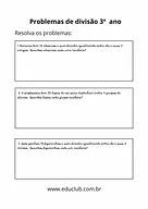 Problemas de divisão 3 ano