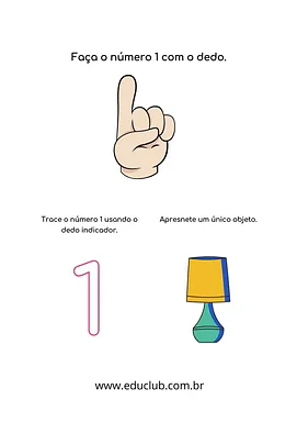 Atividades com o número 1 Atividades com o número 1 para 1º Ano de Números, Matemática - Material educacional