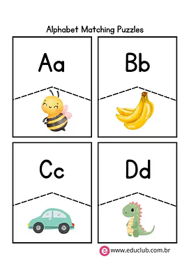 Quebra-cabeça do alfabeto para 2º Ano, 1º Ano, Pré-Escola de Língua Portuguesa, Alfabeto - Material educacional