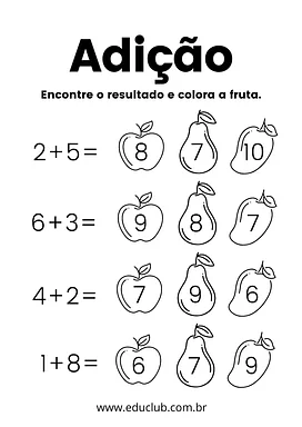 Some e pinte Some e pinte para 1º Ano de Operações básicas, Matemática - Material educacional