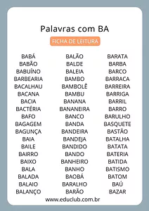 Palavras com BA BE BI BO BU