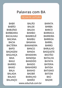 Palavras com BA BE BI BO BU