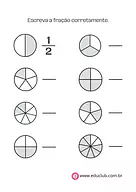 Escrever as frações corretamente Escrever as frações corretamente para 4º Ano, 3º Ano, 2º Ano de Frações, Matemática - Material educacional