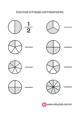 Escrever as frações corretamente Escrever as frações corretamente para 4º Ano, 3º Ano, 2º Ano de Frações, Matemática - Material educacional