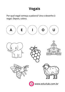 Com que vogal começa? Com que vogal começa? para Pré-Escola de Língua Portuguesa, Vogais - Material educacional