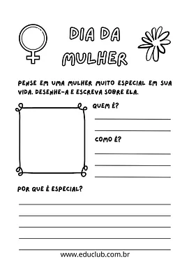 Atividade Dia da Mulher Atividade Dia da Mulher para 5º Ano, 4º Ano, 3º Ano, 2º Ano, 1º Ano de Datas Comemorativas, Dia da Mulher - Material educa...