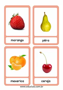 Flashcards de frutas para pareamento