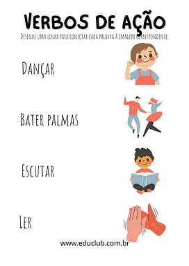 Relacione os verbos de ação Relacione os verbos de ação para 5º Ano, 4º Ano, 3º Ano de Língua Portuguesa, Verbos - Material educacional