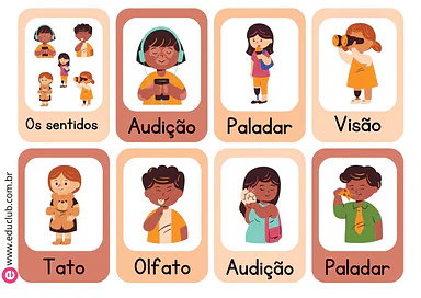 Cartões dos cinco sentidos para pareamento Cartões dos cinco sentidos para pareamento para 2º Ano, 1º Ano de Cinco sentidos - Material educacional