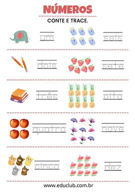 Conte e escreva os números Conte e escreva os números para 1º Ano de Números - Material educacional
