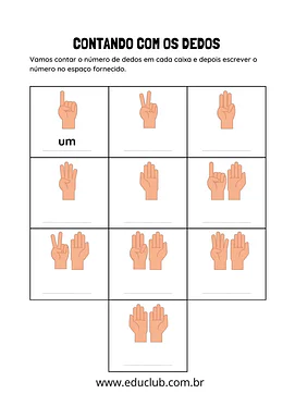 Contando com os dedos Contando com os dedos para 1º Ano de Números, Matemática - Material educacional