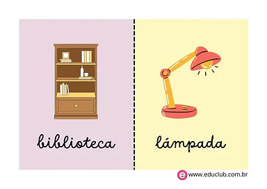 Móveis da casa para Creche, Pré-Escola de Língua Portuguesa, Vocabulário - Material educacional
