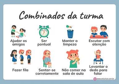 Combinados da turma Combinados da turma para 3º Ano, 2º Ano, 1º Ano de Recursos Educativos, Para sala de aula - Material educacional