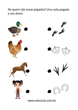 Pegadas dos animais Pegadas dos animais para Pré-Escola de Ciências, Seres Vivos - Material educacional