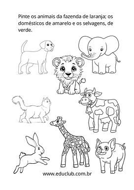 Animais da fazenda, domésticos ou selvagens? Animais da fazenda, domésticos ou selvagens? para Pré-Escola de Ciências, Seres Vivos - Material educacional