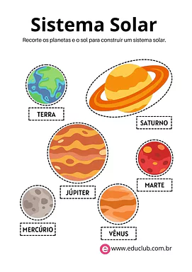 Molde para maquete do Sistema Solar Molde para maquete do Sistema Solar para 3º Ano, 2º Ano, 1º Ano de Sistema Solar - Material educacional