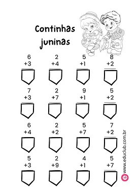 Continhas juninas Continhas juninas para 2º Ano, 1º Ano de Operações básicas, Matemática - Material educacional