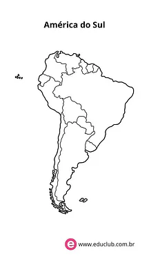 Mapa da América do Sul para colorir Mapa da América do Sul para colorir para 5º Ano, 4º Ano, 3º Ano de Geografia, América do Sul - Material educacional