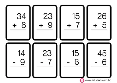 Continhas de adição e subtração - Nível I e II Continhas de adição e subtração - Nível I e II para 1º Ano de Operações básicas, Matemática - Material educacional