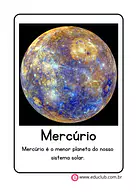 Flashcard do planeta Mercúrio para 3º Ano, 2º Ano, 1º Ano de Ciências, Sistema Solar - Material educacional