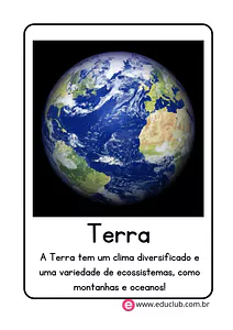 Flashcard do planeta Terra