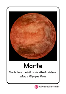 Flashcard do planeta Marte