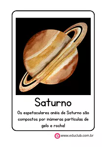 Flashcard do planeta Saturno