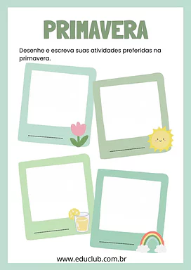 Atividades preferidas na primavera Atividades preferidas na primavera para 3º Ano, 2º Ano, 1º Ano de Ciências, Estações do ano - Material educacional