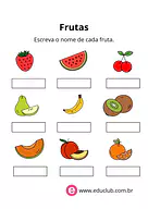 Nomes das frutas para 1º Ano de Língua Portuguesa, Vocabulário - Material educacional