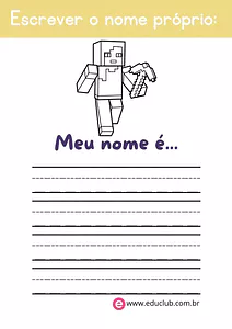 Atividade nome próprio Educação Infantil