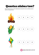 Quantas sílabas têm as palavras juninas? para 1º Ano de Língua Portuguesa, Sílabas - Material educacional