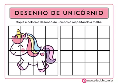 Desenho de unicórnio na malha quadriculada Desenho de unicórnio na malha quadriculada para 2º Ano, 1º Ano de Desenhos, Artes - Material educacional