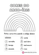 Cores do arco-íris para 2º Ano, 1º Ano de Ciências, Cores, Desenhos, Artes - Material educacional