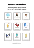 Identifique o estado físico da matéria para 4º Ano, 3º Ano de Ciências, Estados da Matéria - Material educacional