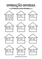 Atividade de operação inversa Atividade de operação inversa para 4º Ano, 3º Ano, 2º Ano de Operações básicas, Matemática - Material educacional