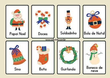 Atividades com símbolos natalinos para Creche, Pré-Escola de Datas Comemorativas, Língua Portuguesa, Vocabulário, Natal - ...
