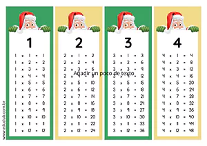 Tabuada de Natal do 1 ao 12