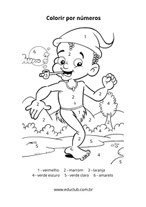 Atividade do Saci para colorir por números