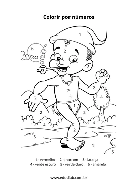 Atividade do Saci para colorir por números Atividade do Saci para colorir por números para 2º Ano, 1º Ano, Pré-Escola de Datas Comemorativas, Números, Matemática, Di...