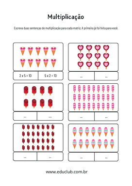 Atividade sobre propriedades da multiplicação Atividade sobre propriedades da multiplicação para 3º Ano, 2º Ano de Operações básicas, Matemática - Material educacional