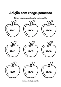 Atividade de adição com reserva