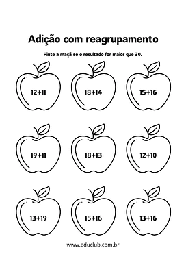 Atividade de adição com reserva Atividade de adição com reserva para 3º Ano, 2º Ano de Operações básicas, Matemática - Material educacional
