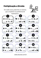 Atividade de multiplicação e divisão 2 ano