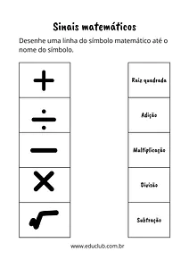Atividade dos sinais matemáticos