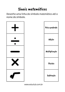 Atividade dos sinais matemáticos