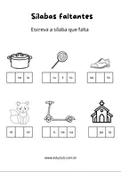 Complete com pa pe pi po pu para 1º Ano de Língua Portuguesa, Sílabas, Alfabetização - Material educacional