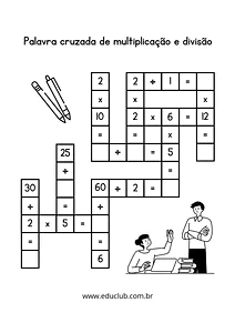 Cruzadinha da multiplicação e divisão